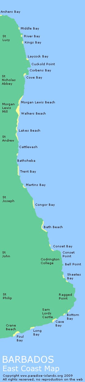 Barbados East Coast Map