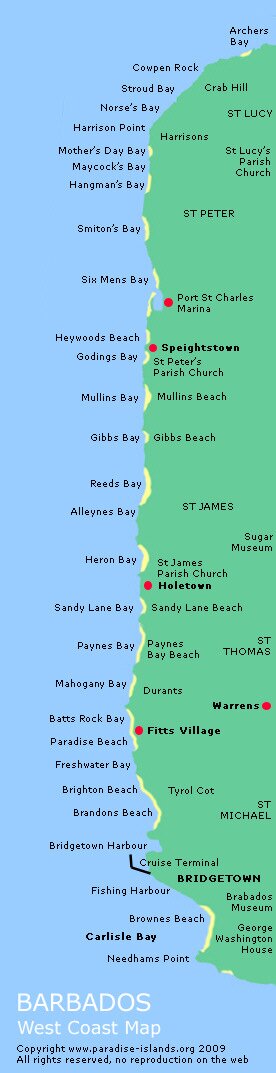 Barbados West Coast Map 