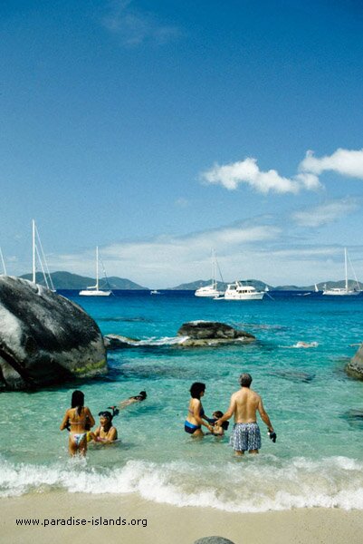 Swimming in the sea at The Baths, Virgin Gorda